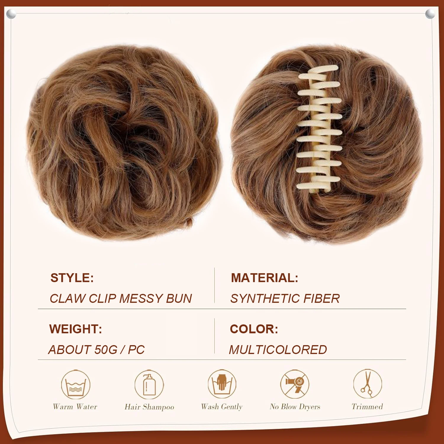 Claw Clip Wavy Curly Hair Bun  - đánh giá và giá Claw Clip Messy Bun Hair Piece