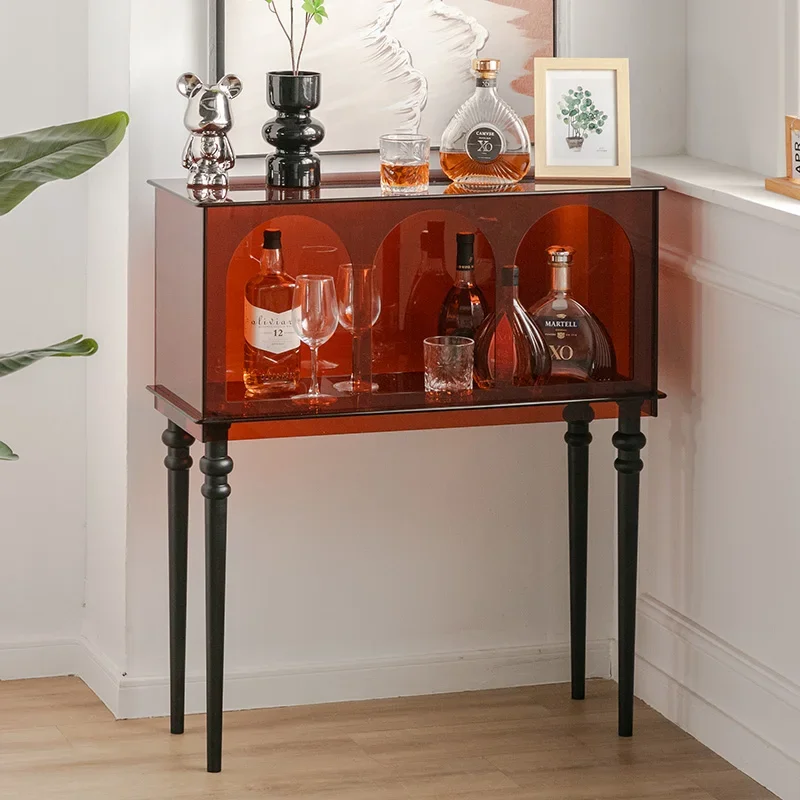 

06Medieval entrance cabinet living room light luxury acrylic storage side cabinet transparent entry ultra-narrow entrance table