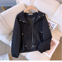 ITOOLIN Casual Hooded Jacket Coat For Women Cardigan Baseball Uniform Personality Street Soild Jacket Womans Clothing Autumn