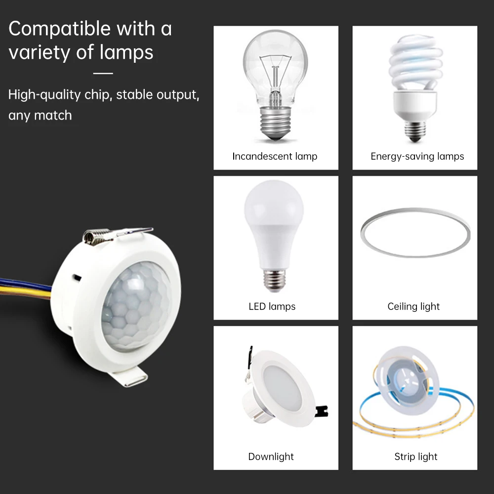 LED PIR Infrared Probe Human Body Induction Probes Human Presence Motion Sensor Automatic Detection For Tube Lamp Ceiling Light