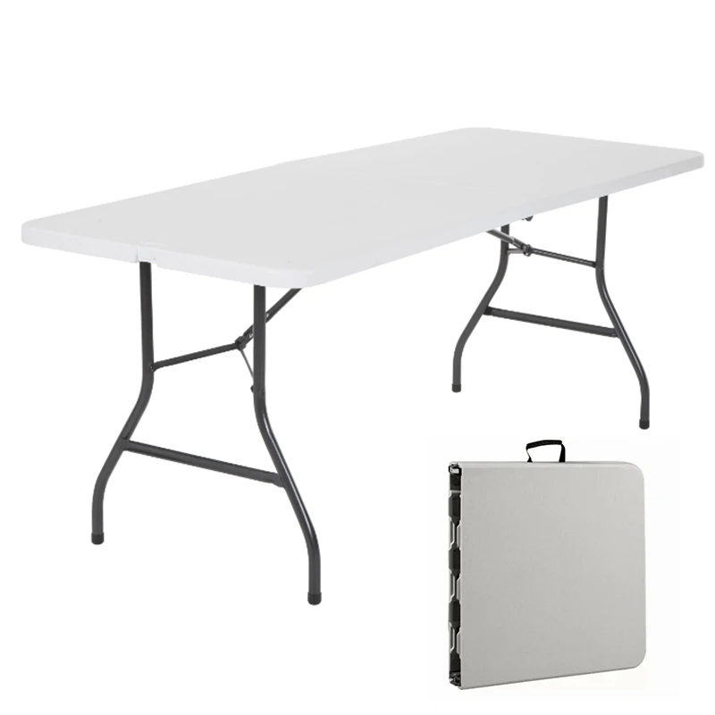 

6ft White Outdoor Garden Camping Picnic Table Portable Folding Table