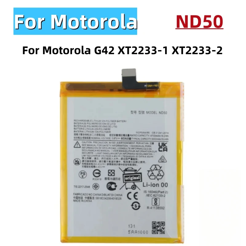 5000mAh ND50 Battery For Motorola G31 XT2173 G42 G62 5G XT2223-3 XT2223-2 XT2223-1 Mobile Phone Battery