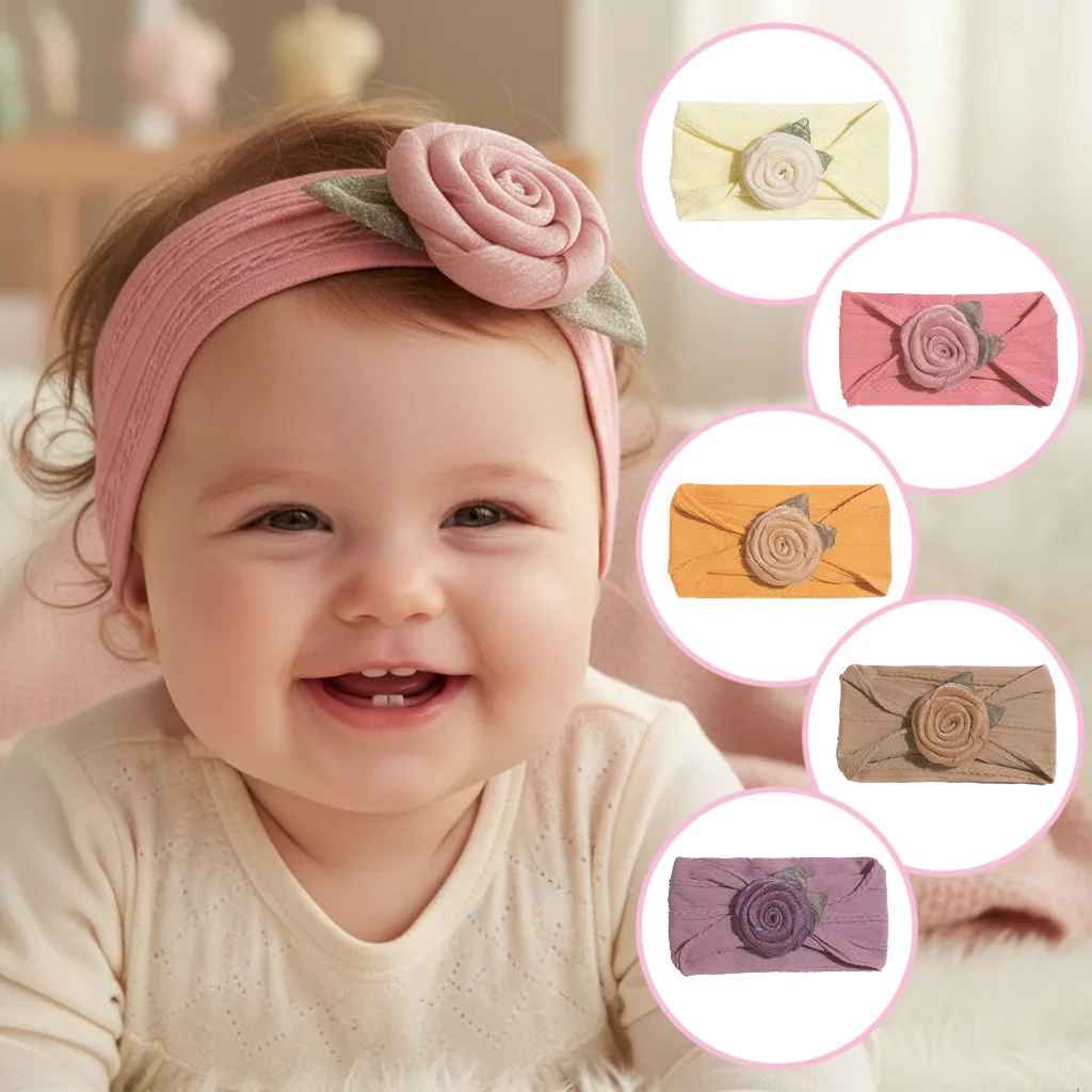 

2026 Newborn 0-12M Baby Girls Headband Floral Hairband Breathable Elastic Toddler Headwrap Soft Hair Accessories