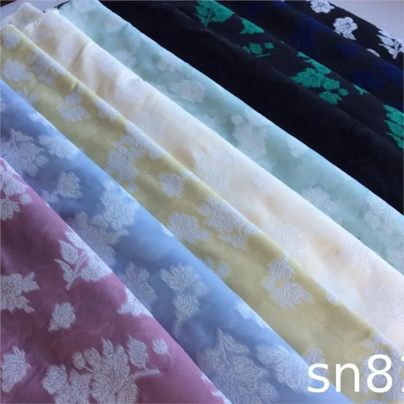 Jacquard fabric for wedding dresses and evening gowns simple flower-cut organza