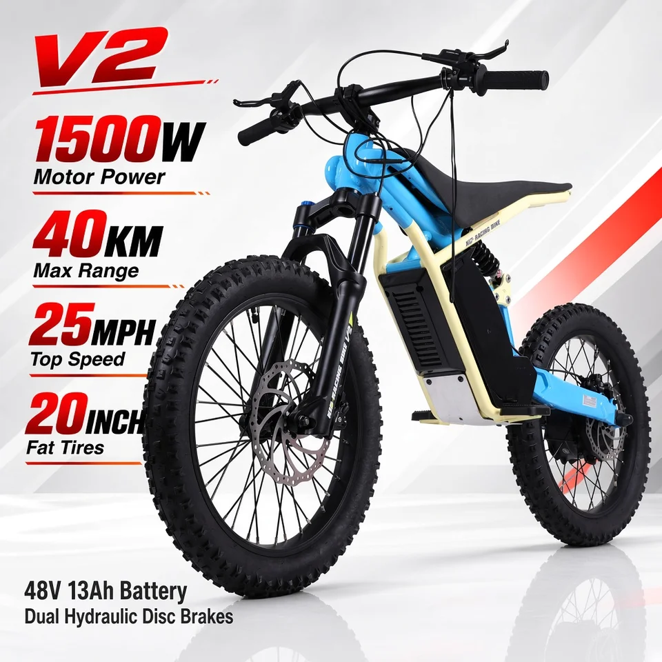 FREEBOY V2 Electric Off-Road Bike, Rear Hub Motor, 20" Fat Tires,  25-Mile Range, Dual Hydraulic Disc Brakes, Dual Adjustable Suspension