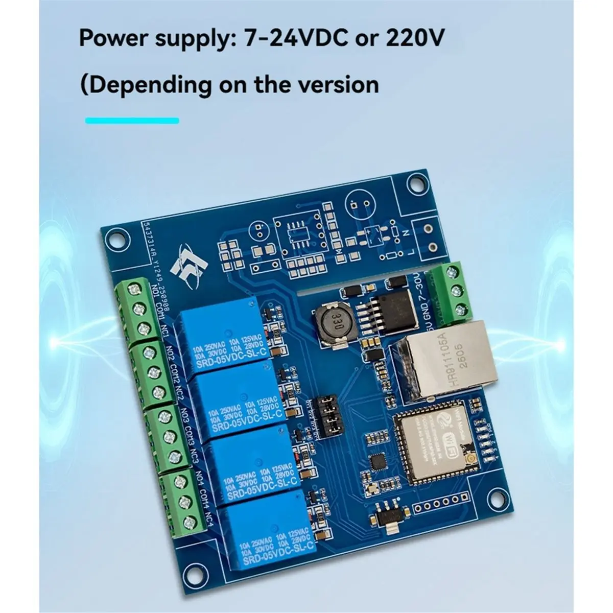 L77A  Modbus 4 Channel Relay Module 100 Mbps Wired Ethernet Port Wi-Fi Bluetooth 7-24V Power Supply