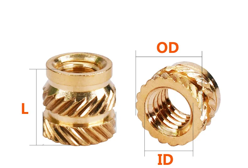 Messing-Einsatz mutter m2 m3 m4 Messing-Wärmesatz-Einsatz mutter Heiß schmelze gerändelte Gewinde einsätze Doppel-Twill-Einbettung Kupfer mutter 3D-Druck – Detail 1