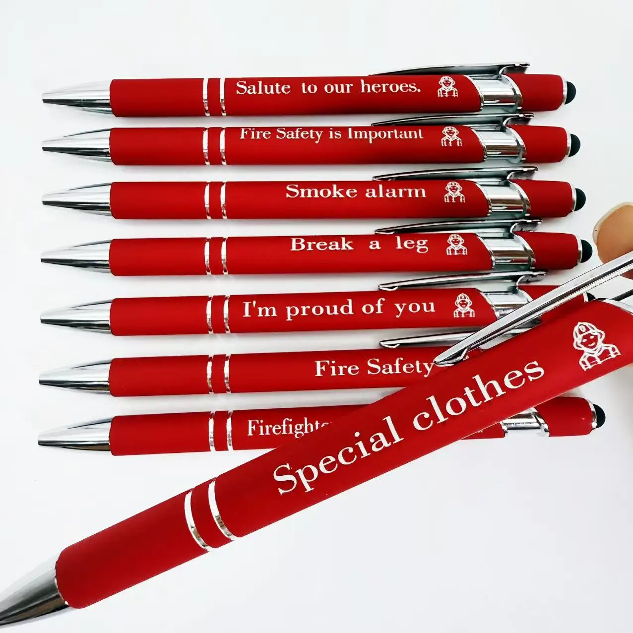 

5pcs/10pcs Fire metal ballpoint pen Fire themed press metal engraved ballpoint pen Office and study specific writing pen