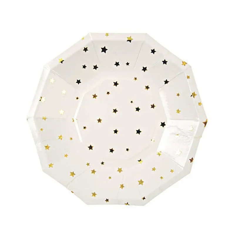 Gold Silver Fiol Star Paper Plates Tableware Paper Plate Cups Napkins Theme Festival For Wedding Birthday Star Party Supplies