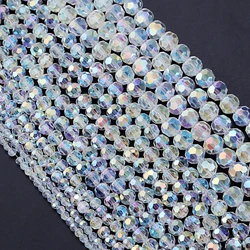1 Strand AB Color Faceted Crystal Beads For Jewelry Making Round Loose Spacer Beads DIY Bracelet Necklace Accessories
