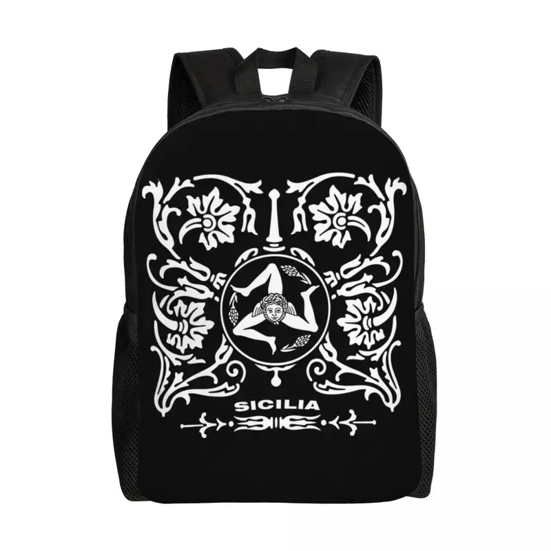 Custom Sicilia Sicily Love Trinacria Logo Laptop Backpack Men Women Casual Bookbag College School Student Sicilian Pride Bags