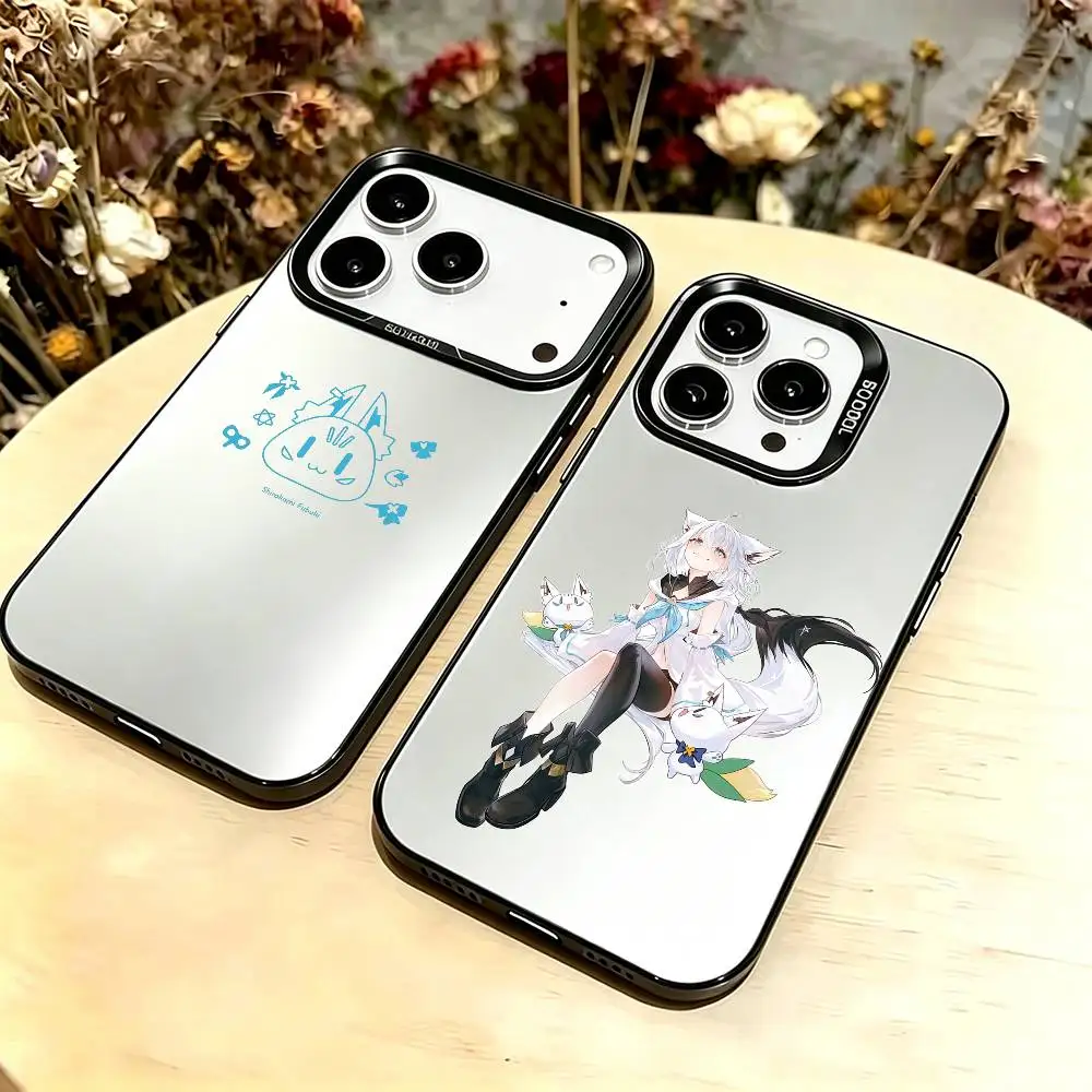 Virtual Youtuber Girl Shirakami Fubuki Phone Case For iPhone 18,17,16,15,14,13,12,11 Plus,Pro Max,XS,Colorful Silver Black Cover