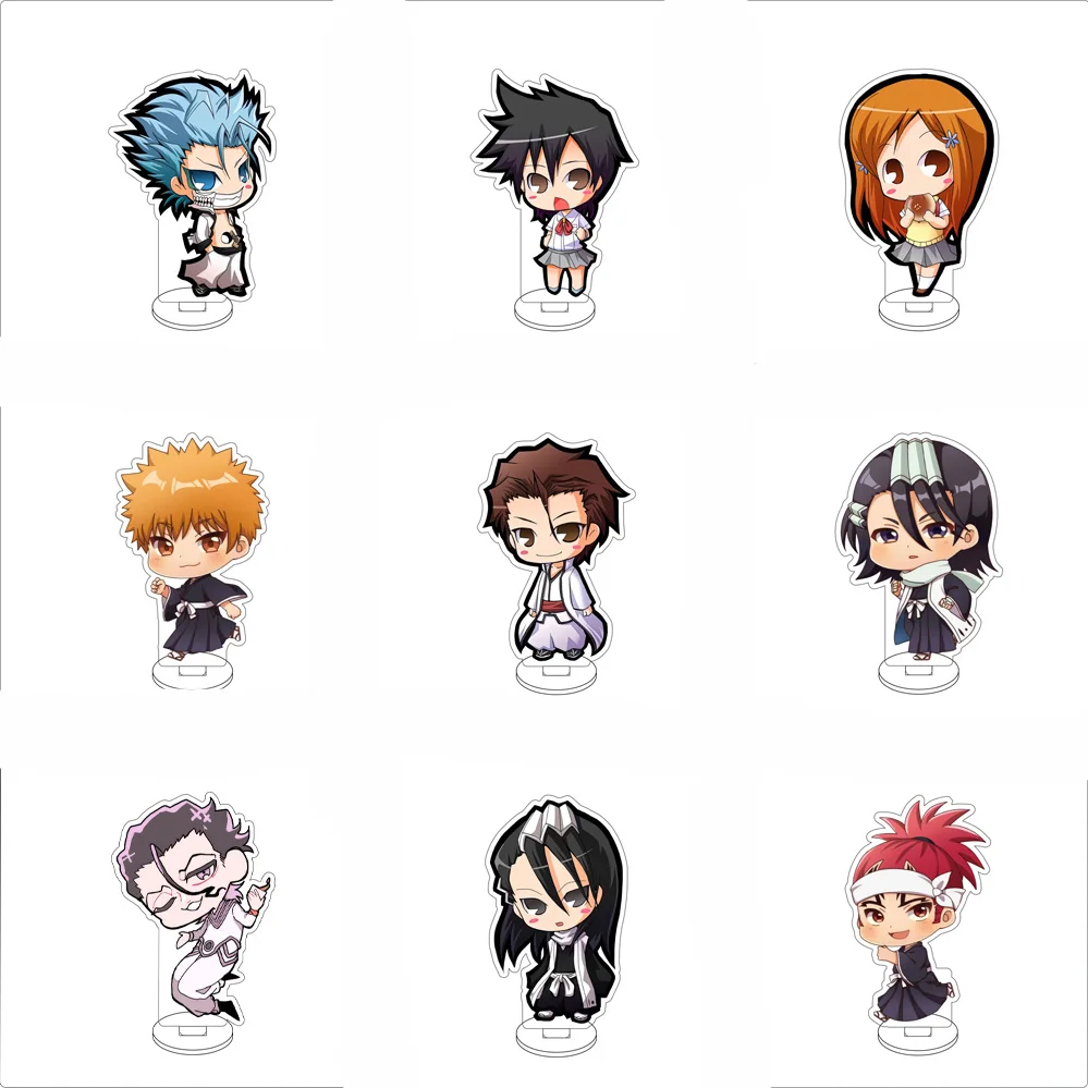 10CM Anime BLEACH Figure Stand Model Kurosaki Ichigo/Inoue Orihime/Ishida Uryuu Cute Desk Decor Standing Sign Gifts