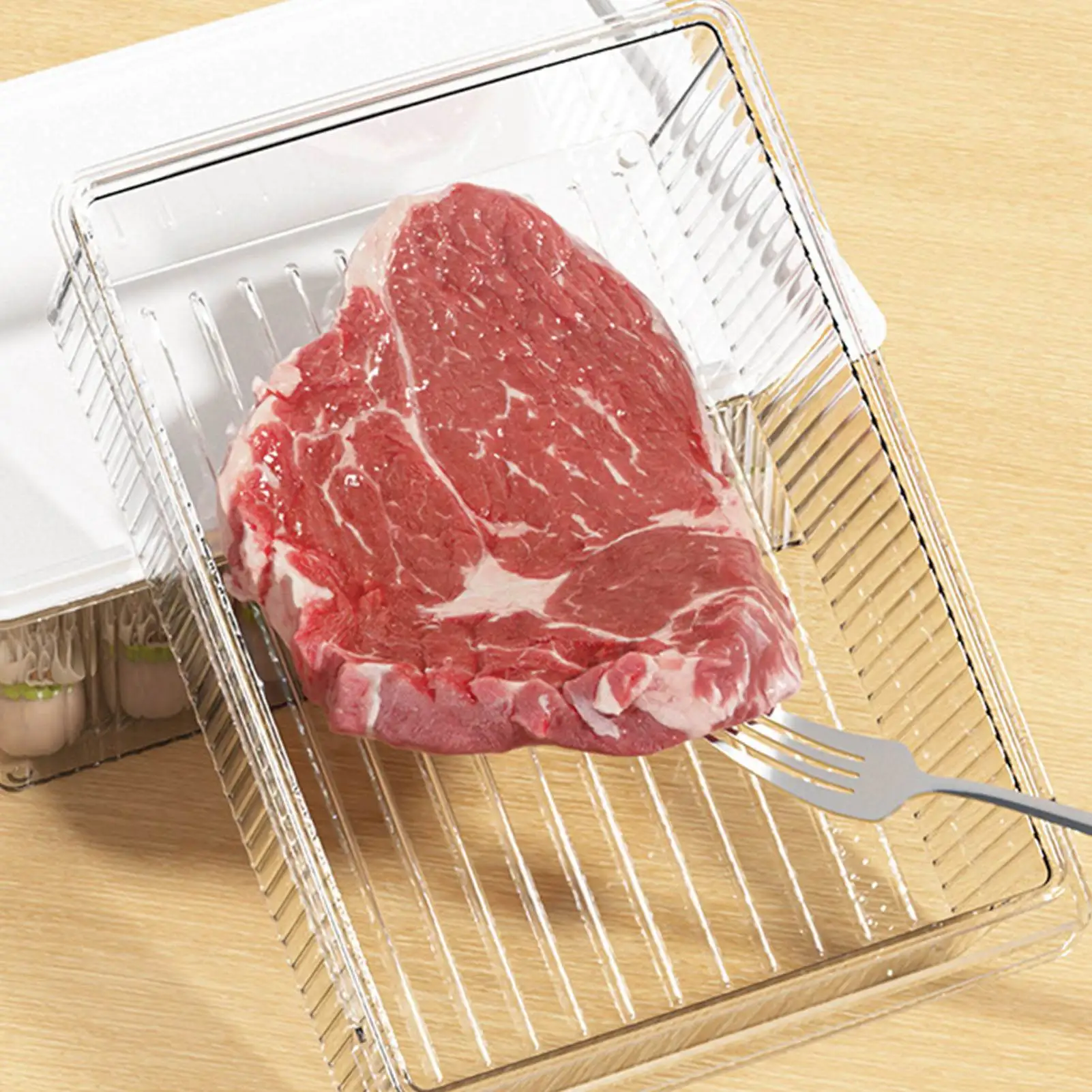 صندوق حفظ اللحوم سعة 4 لتر، صندوق تخزين الطعام مع غطاء منظم للثلاجة، صندوق حفظ اللحوم النضارة #2