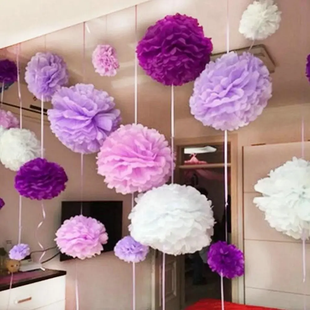 1PCS 4/6/8/10/12 Inch Tissue Paper Pom Poms DIY Creative Craft Paper Flower Balls For Birthday Wedding Home Decorations