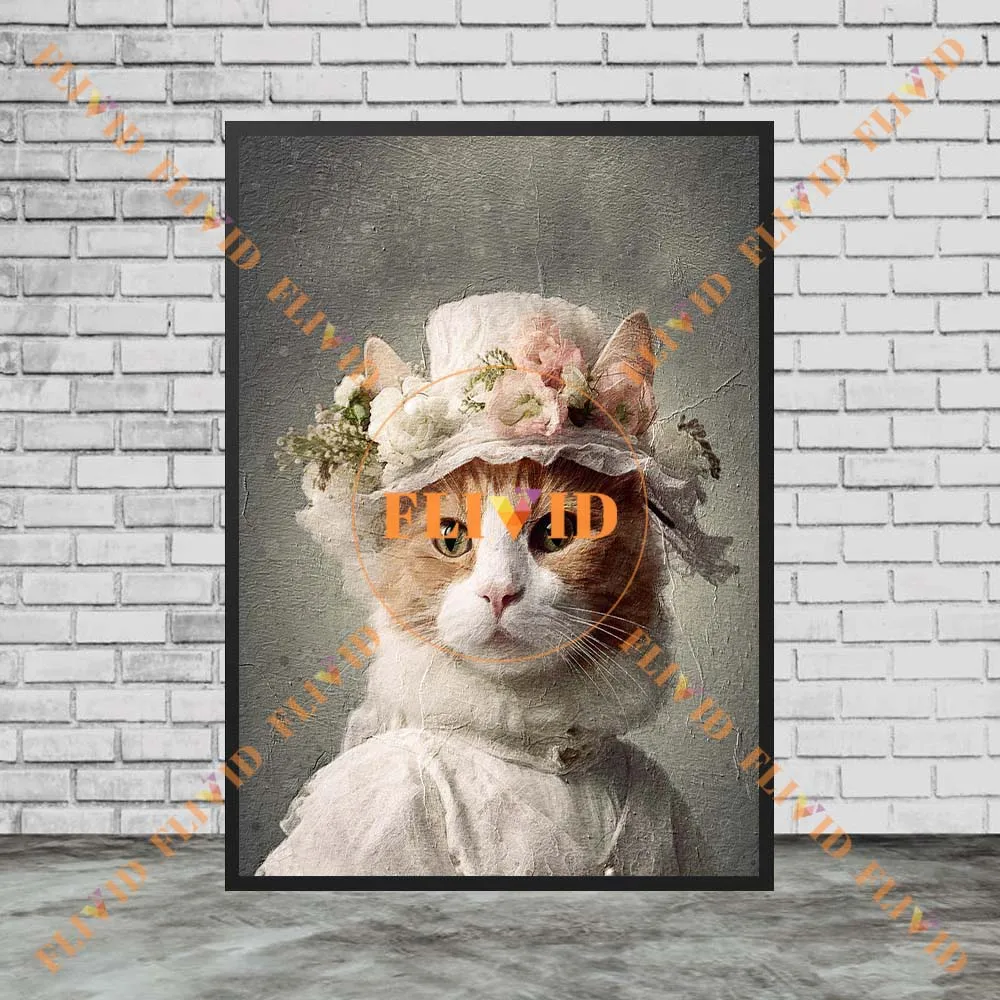 Custom Cat Princess Royal Vintage Portrait Wall Pictures For Living Room Poster Wall Art Canvas Painting Home Decor Unframed