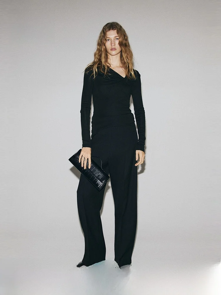 

Spring Women's Faion H&M Viscose Blend Casual Fit Top Drapey Feel Wool Polyester Blend Knitted Sweater 38496