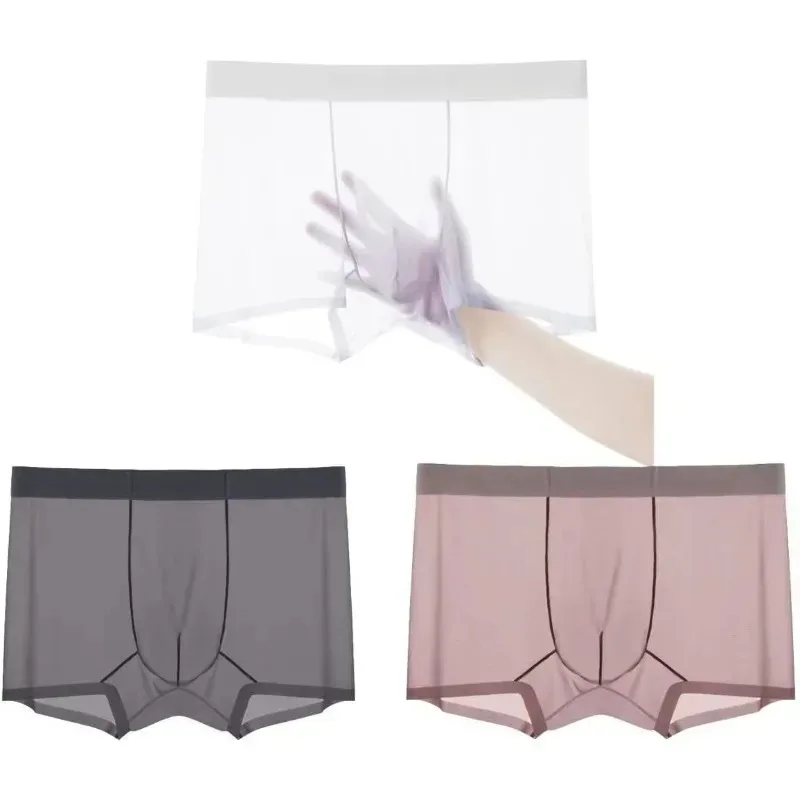 Men Transparent Lightweight Men Underwear Elastic Mid-Waist U-Convex Thin Perspective Shorts Briefs Seamless Panties Quality