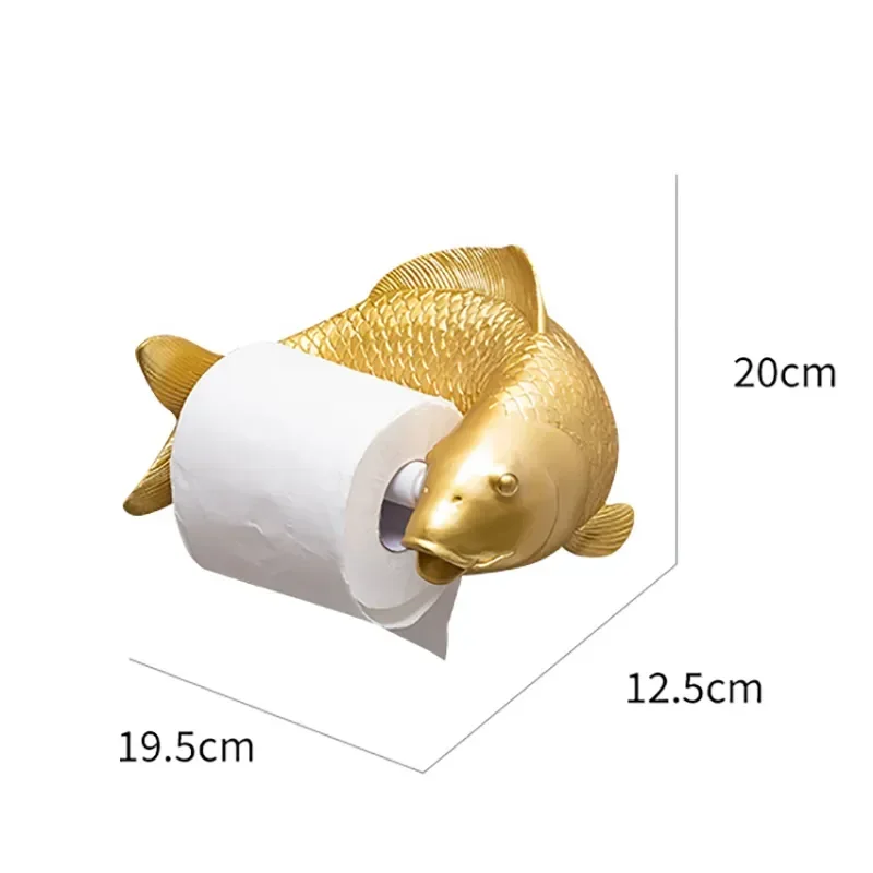 Imagem -06 - Koi Statue Fish Toilet Paper Holder Toalheiro Pendurado na Parede Banheiro Doméstico Artesanato Decoração Perfuração Livre