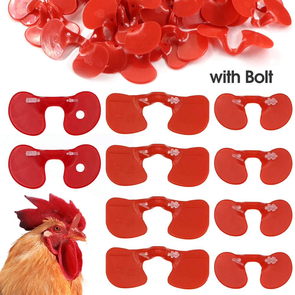 Red Chicken Glasses Plastic Pheasant Anti-pecking Goggles Glasses with Bolt Protect Eyes Feeding Farm Poultry Hens accessories