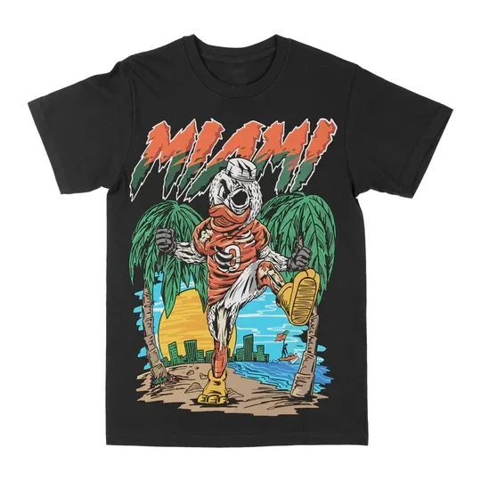 

Miami Graphic Printing Summer Luxury Brand Cotton Men's and Women's T-Shirts Short Sleeves Street Fashion Trend Clothing