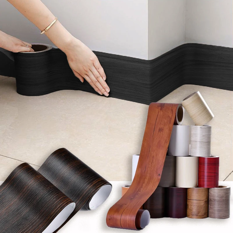 1pc 5m Self-adhesive Wall Trim Line Skirting Border Waterproof Baseboard Wallpaper Sticker For Living Room Home Decoration