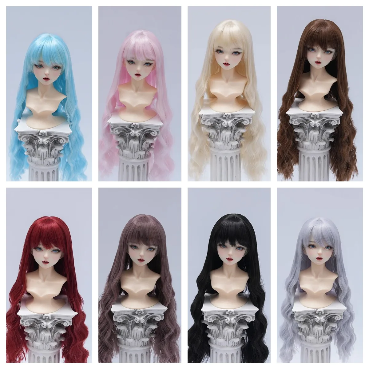 

(Customized) Doll's Wig for 1/3 1/4 1/6 Bjd Doll Long Curly Hair with Bangs Play House Dress Up Toys Doll Accessories, No Doll