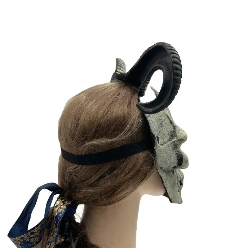 652F Devil Demons Mask Scary Horn Monsters Mask Halloween Masquerades Cosplay Cosplay
