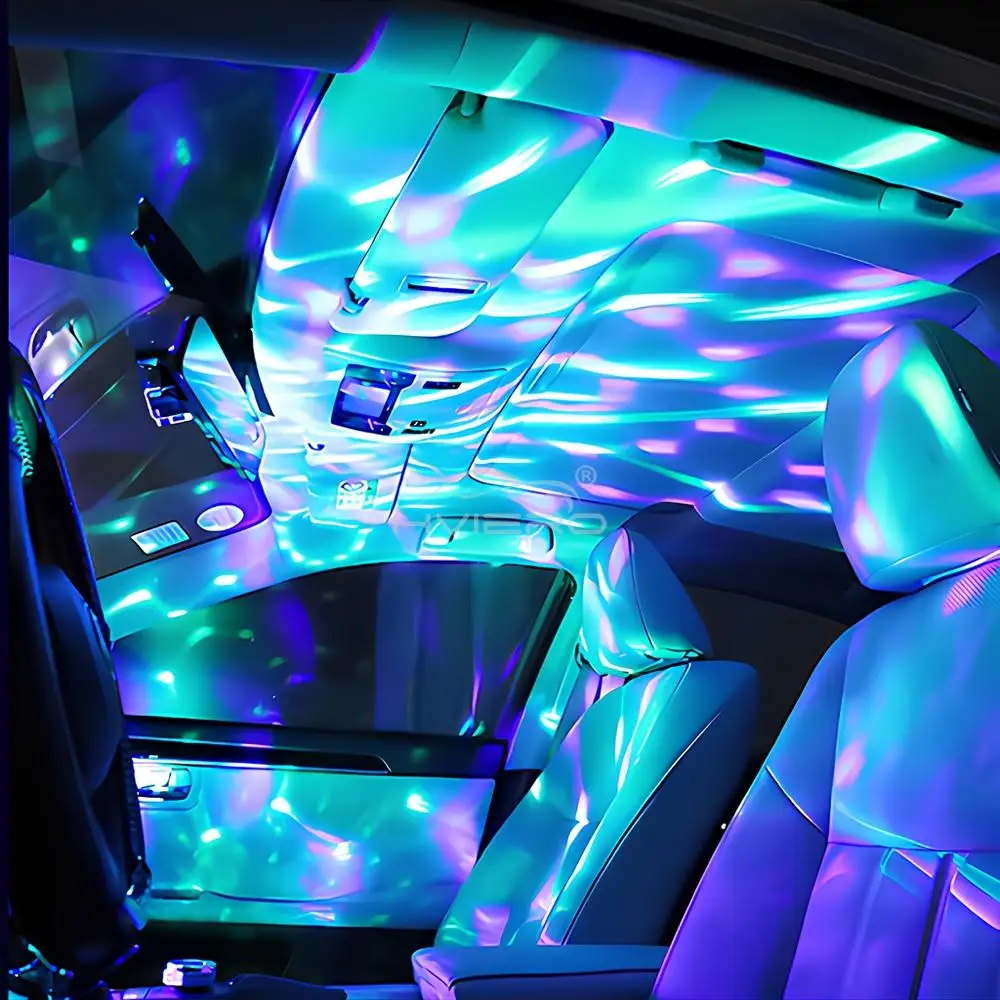 Car Led Auto Lamp USB Ambient Light DJ RGB Mini Colorful Music Sound USB-C Interface IOS Holiday Party Karaoke Home Ambient Led