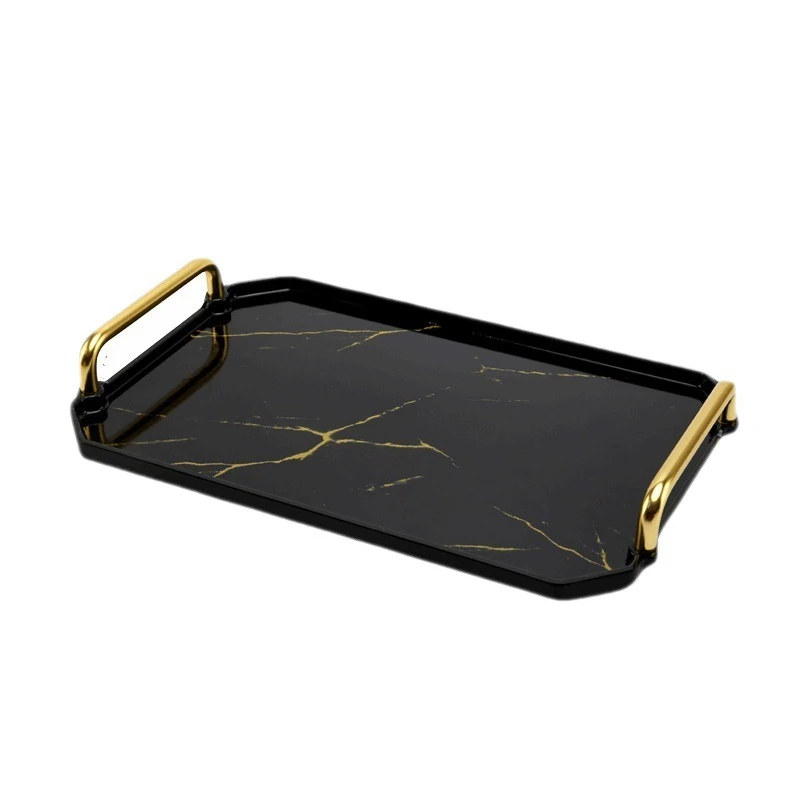 

Imitation Porcelain Storage Tray Marbled Square Tea Tray Jewelry Cosmetics Water Cup Food Storage Home Decoration Black