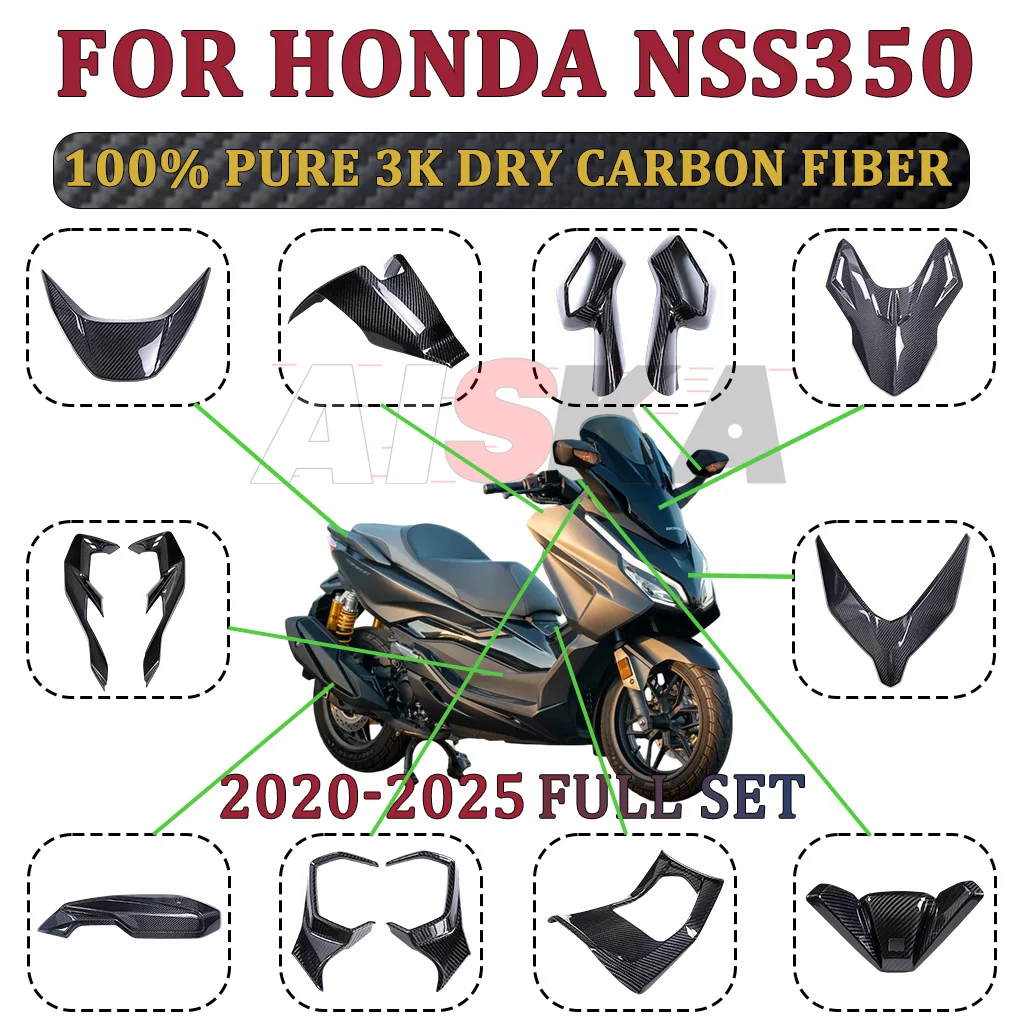 

Для HONDA NSS350 2020-2025 100% аксессуары для мотоциклов, детали для модернизации из углеродного волокна, обтекатели, крылья, комплекты панелей