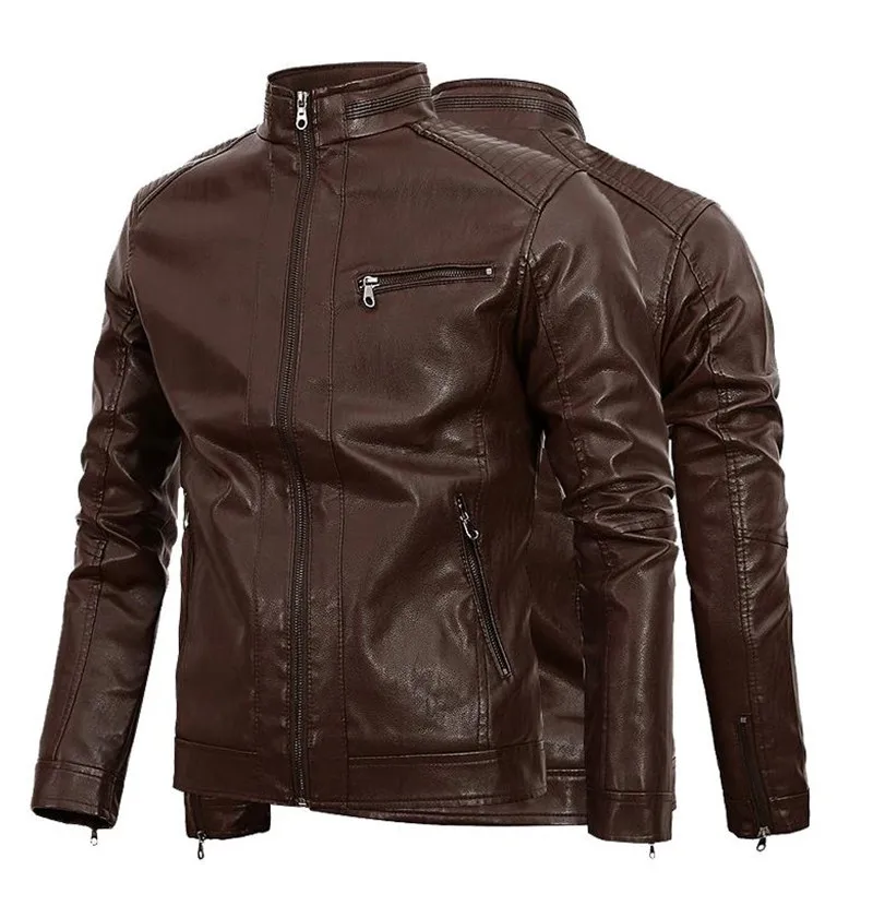 

Autumn Winter Men's Leather Jackets Motorcycle PU Jacket Male Biker Leather Coats Mens Brand Clothing