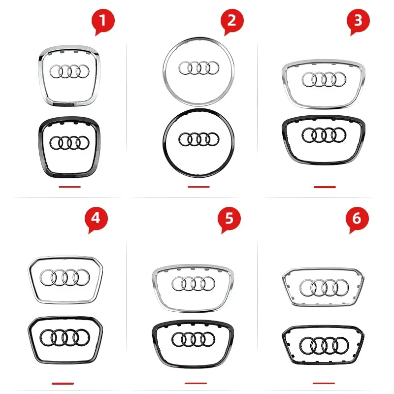 عجلة توجيه سيارة ملصق لأودي A6L A3 A4 A5 A6 A7 A8 Q3 Q5 Q7 Q8 TT S5 S7 S8 RS7 RS6 شعار استبدالها اكسسوارات السيارات