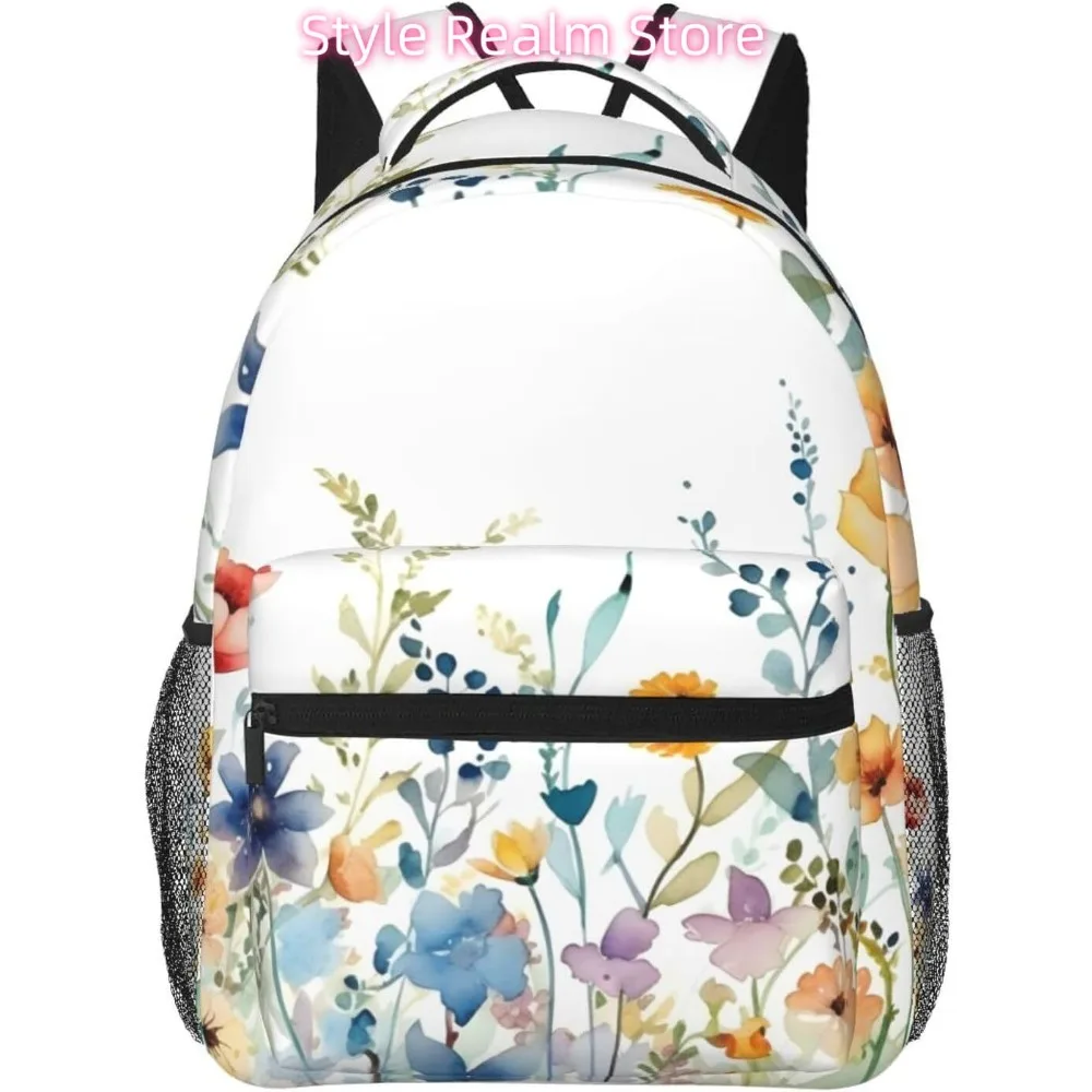 

Watercolor Flowers Lightweight Laptop Backpack Lightweight Multipurpose Travel Casual Daypack Unisex College Backapcks for Men W