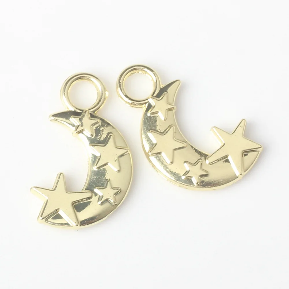 100pcs Diy Star Moon Pendant Charms Golden Silvery Color Jewelry Pendant Connectors Handmade Jewelry Making Findings Accessories