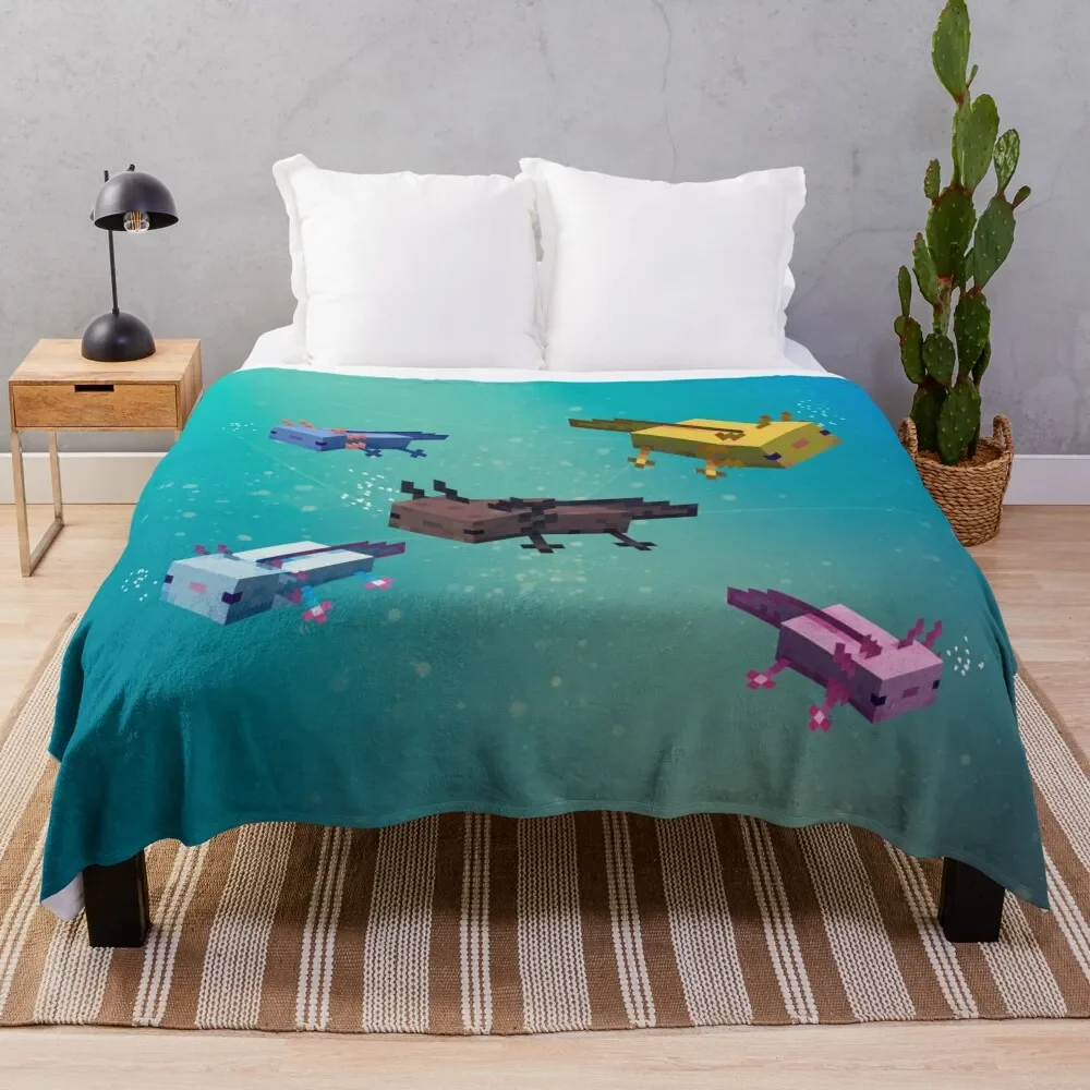 

Axolotls Ocean Throw Blanket Blankets For Sofas Cute Plaid cosplay anime Blankets