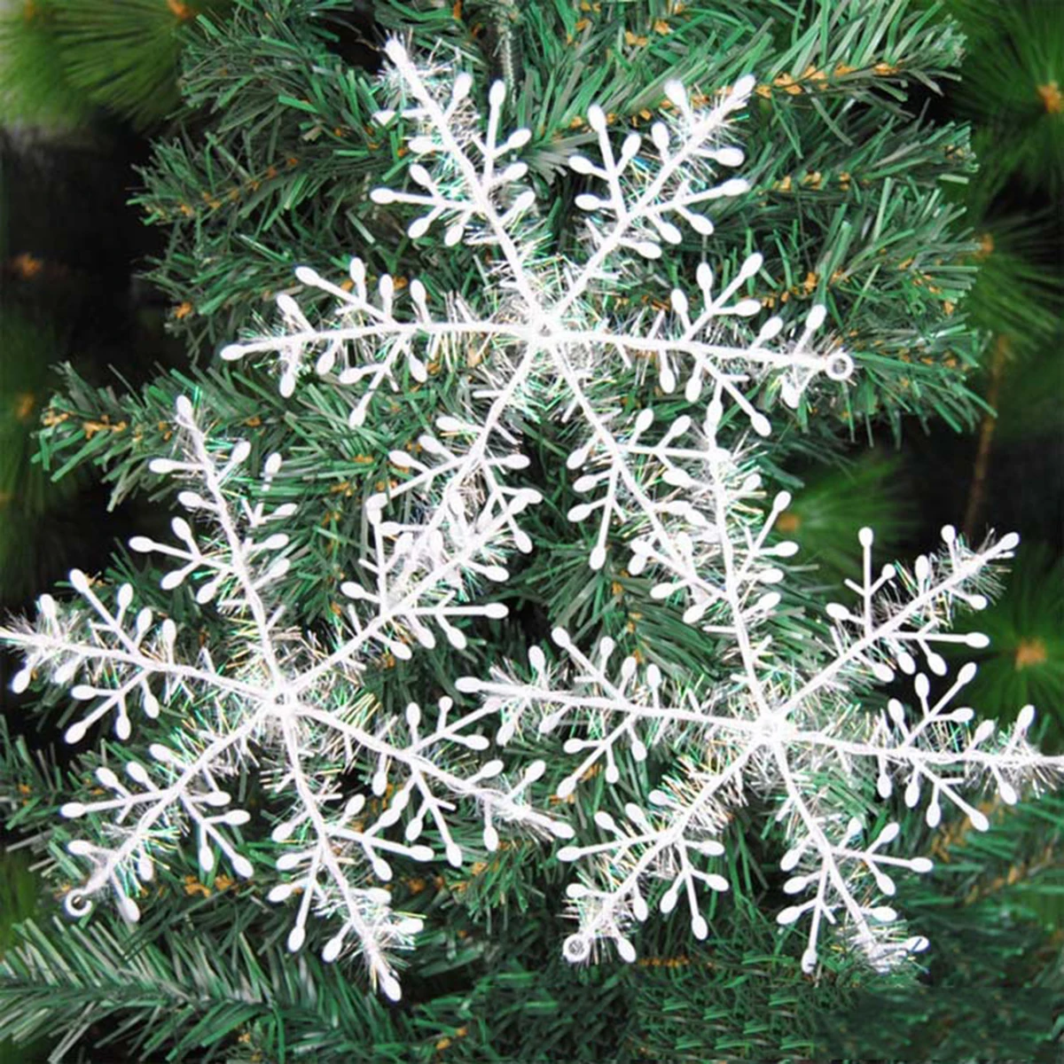 30 x große Weihnachtsschneeflocken, Neujahrsgirlanden, Zuhause, Party, Dekoration, Ornament, Weihnachtsbaum, zum Aufhängen, glitzernde Schneeflocken, DIY-Dekoration