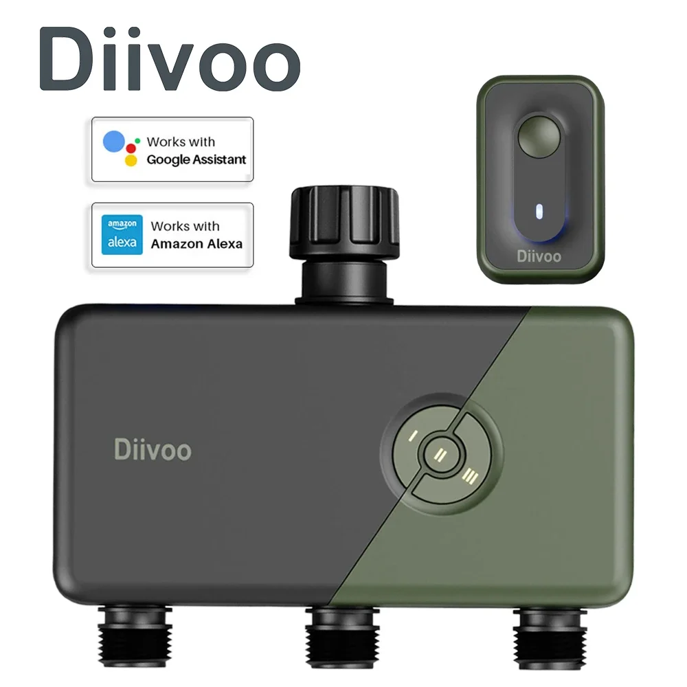 Diivoo WIFI Controller Timer Smart Patio Irrigazione Sistema di irrigazione Dispositivo di controllo del tubo timer da giardino con supporto Alexa