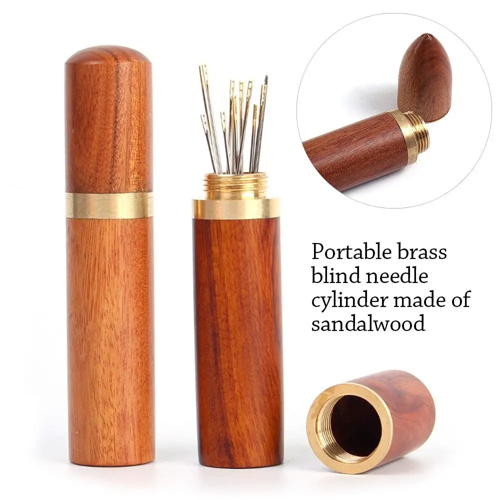 Sewing Needle Wooden Container Embroidery Mending Needle Case Holder Organizer