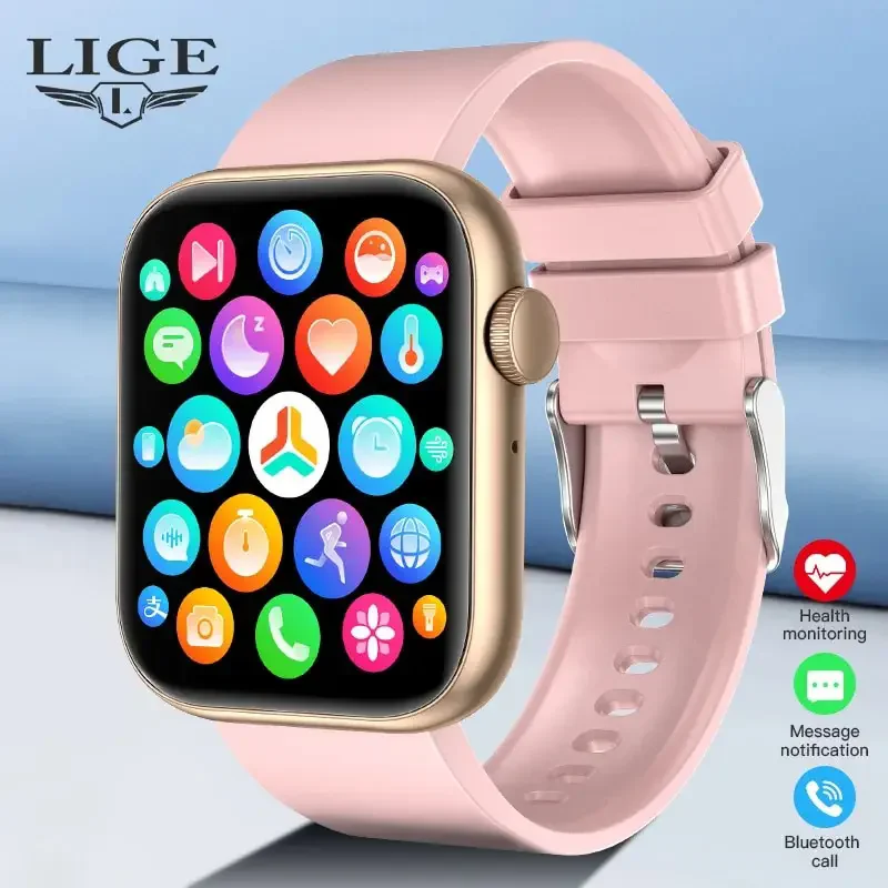 

LIGE Smart Watch For Women Full Touch Screen Bluetooth Call Waterproof Watches Sport Fitness Tracker Smartwatch Lady Reloj Mujer