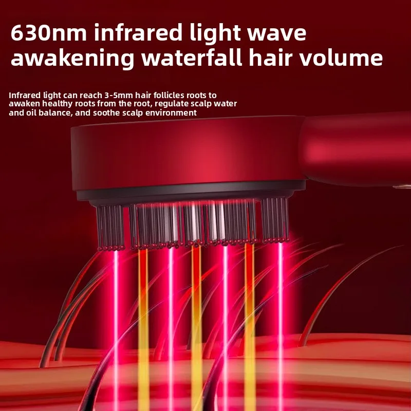 3 Modes Red Light Massage Comb Vibration Promote Hair Growth Scalp Brush Anti Hair Loss Liquid Oil Applicator Hair Care ﻿