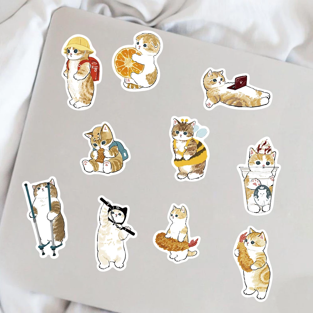 10/50/103pcs Kawaii Cat Cartoon Sticker Cute Animal Decals Kids Toys DIY Scrapbook Laptop Stationary Guitar Suitcase Car Sticker