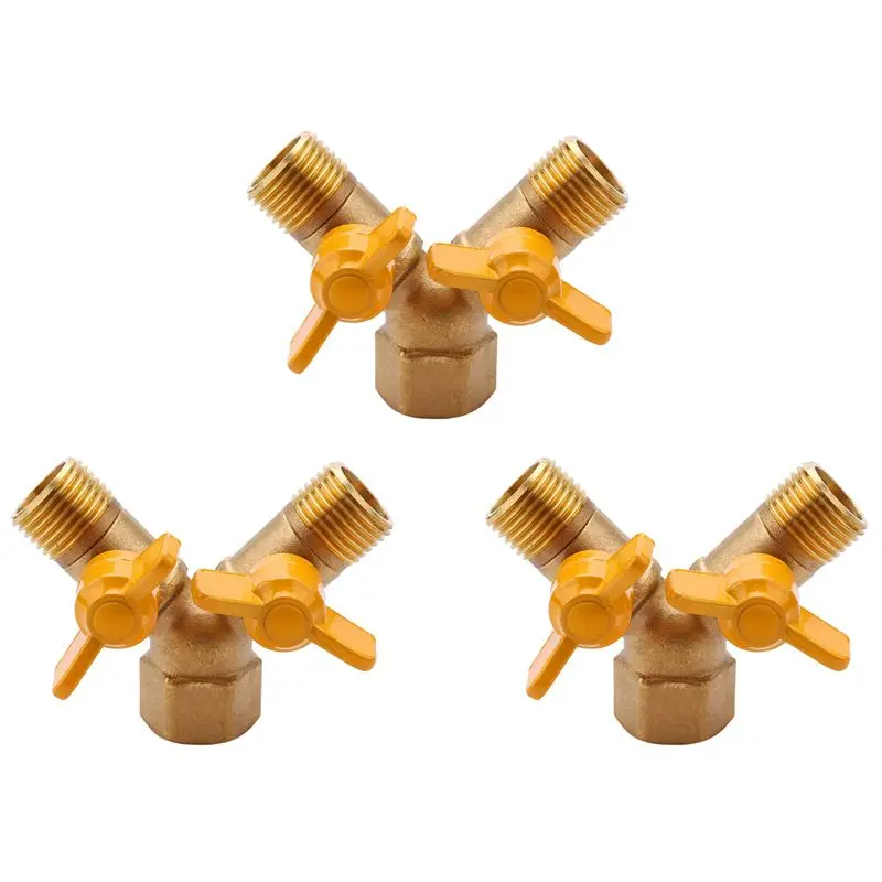 ABAH-3X 2 Way 1/2 Inch Faucet Adapter Outside Garden Irrigation Tap Adapter And Hose Divider