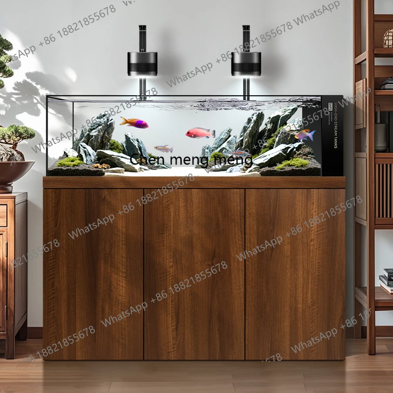 Stream tank fish tank living room household floor glass ecological aquarium bottom filter ultra white