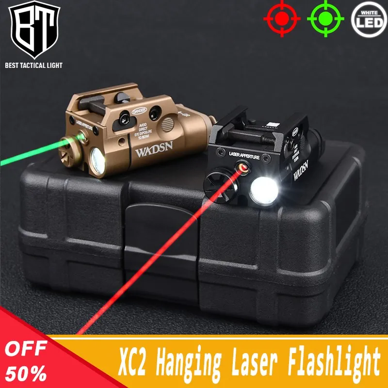 WADSN Tactica Scout XC2 Outdoor Hunting Weapon Glock 17 18 19 Hanging Metal Pistol Red Green Laser Flashlight Fit 20mm Rail