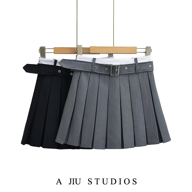 

Sweet Sister Academy Sle High Waist A-Line Skirt with Belt Spring Autumn New Color Colion Letter ort Skirt