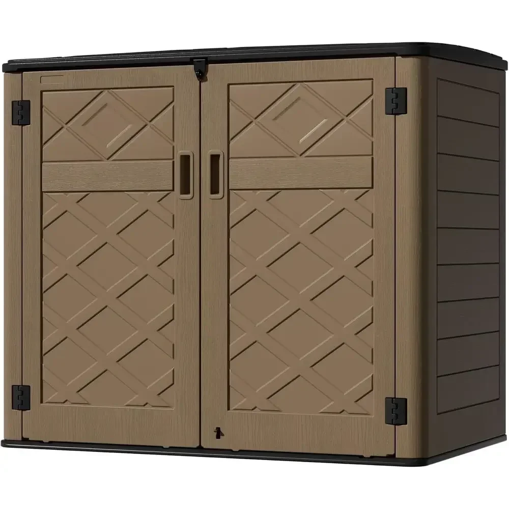 Resin Outdoor Storage Shed, Outdoor Storage Box Waterproo or Garden Tools, Patio urniture, Trash Cans, Garage Storage, Lockable
