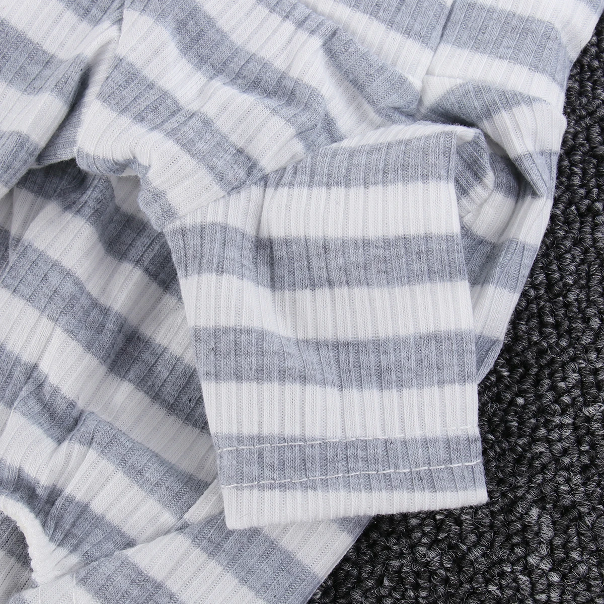 

Dog Pajamas Grey White Stripe Cotton Small Elastic Pet Clothes Warm Windproof Lightweight Vintage Fashion Doggy Sleepwear