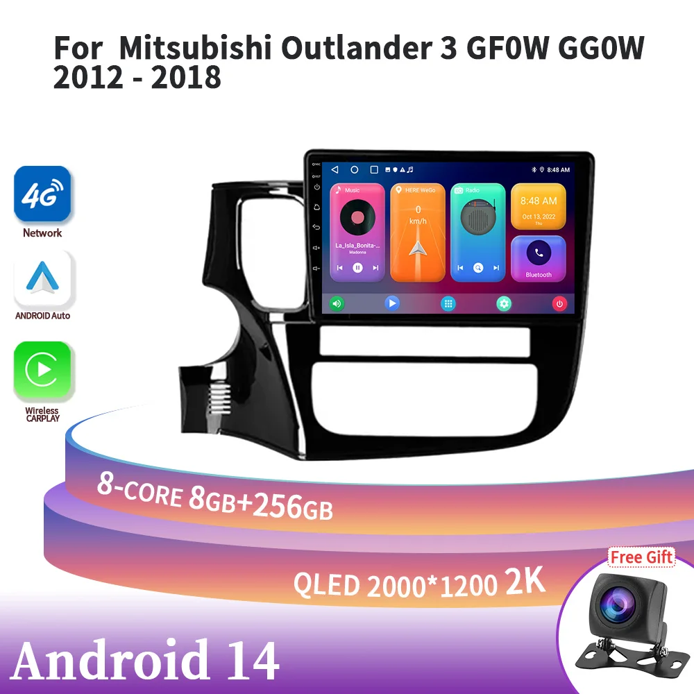 

Car Radio Multimedia Navigation Android 14 For Mitsubishi Outlander 3 GF0W GG0W 2012-2018 Wireless Carplay Stereo Head Unit 4G