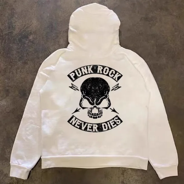 

2025 Autumn Fashion 330G Heavy duty Hoodie Unisex Punk Rock Undead Skull Pattern Printed Casual Hoodie Sportswear